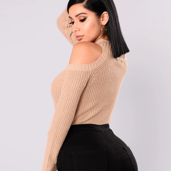 Fashion Nova Cailyn Mock Neck Sweater - Khaki - Picture 2 of 5